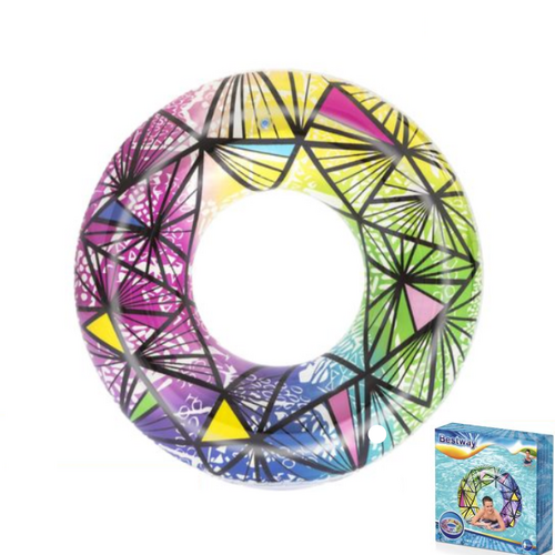 Stained Glass Swim Pool Tube/Ring 119cm Inflatable Beach Toy Summer PVC