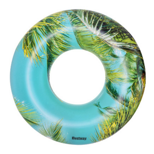 Inflatable Swim Ring Tropical Green Design 120cm/47" Diameter Kids Pool Toy