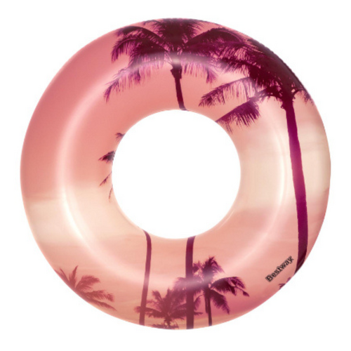 Inflatable Swim Ring Tropical Pink Design 120cm/47" Diameter Kids Pool Toy