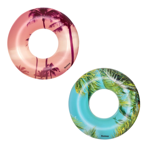 Inflatable Swim Rings Set Tropical Pink & Blue Design 120cm/47" Diameter Kids Pool Toy