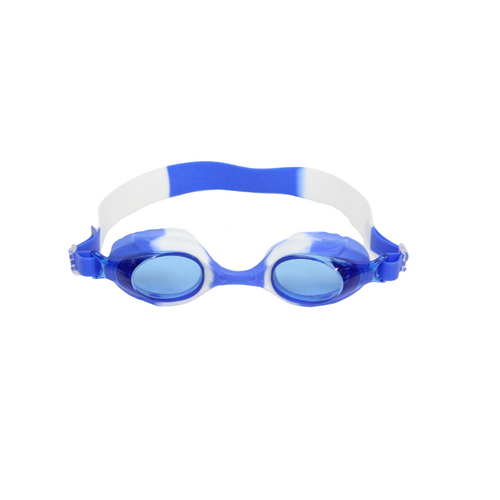 Zoto Kids Swimming Goggles Blue White Silicone UV Shield & Anti Fog 1pce