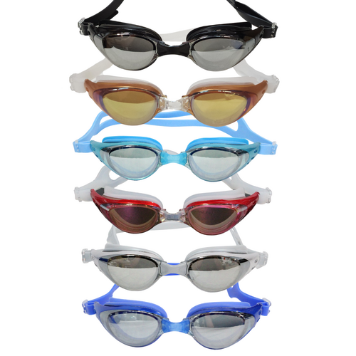 6x Zoto Swimming Goggles Set Multiple Colours Silicone UV Shield & Anti Fog Swim