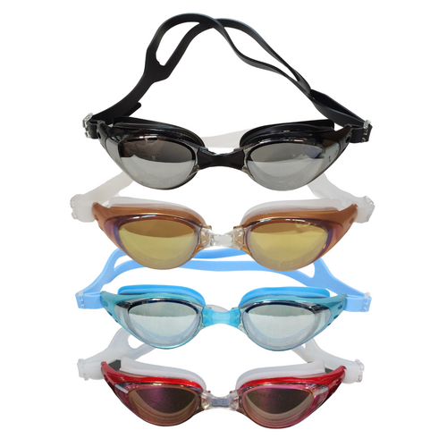 4x Zoto Swimming Goggles Set Multiple Colours Silicone UV Shield & Anti Fog Swim