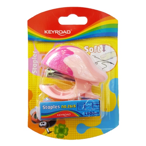 Pink Keyroad Mini Stapler w/1000p Refill Kids Office School
