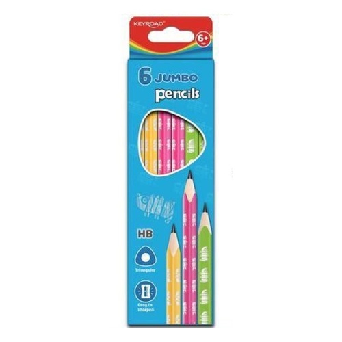 6pce Keyroad HB Pencil Jumbo Learn to Write 3 Colours Drawing Supplies