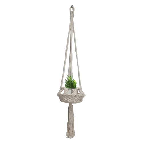 Natural 100cm Macrame Pot Hanger with Artificial Plant Succulent Set
