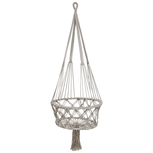 1pce 32cm Hanging White/Natural Macrame Cord Pot Plant Holder Hand Made 1 Tier