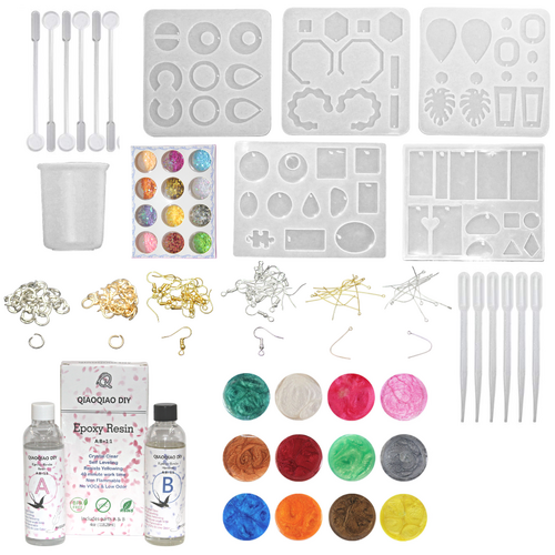 Jewellery Making Pendants & Earring Kit Epoxy Resin, Silicone Molds & Mica Powder 343pce