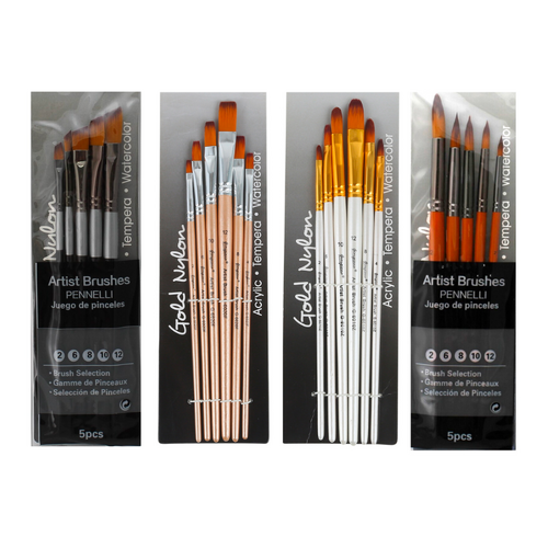 27pce Paint Brush Bundled Set Round, Flat, Angular & Bright Tips Artist Quality