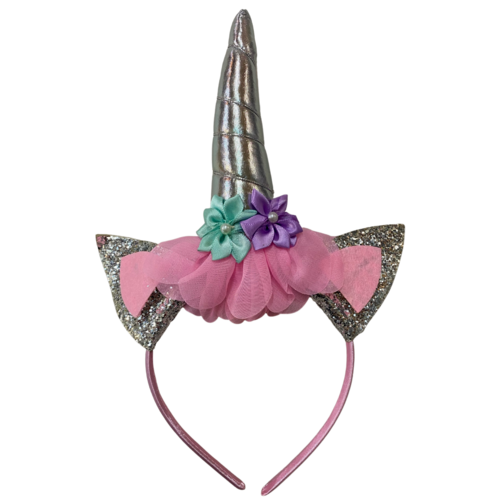 1pce Silver Unicorn/Cat Ears Headband, Kids Dress Up Costume Accessory