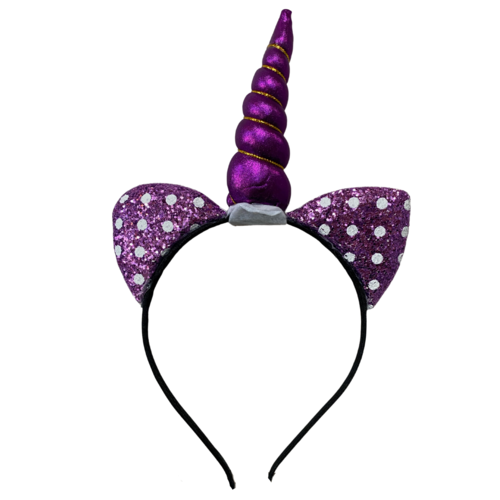 1pce Purple Polka Dot Unicorn/Cat Ears Headband, Kids Dress Up Costume Accessory