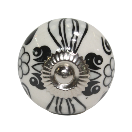 1pce Black & White Moroccan Door Handle Knob Drawer/Wardrobe/Furniture