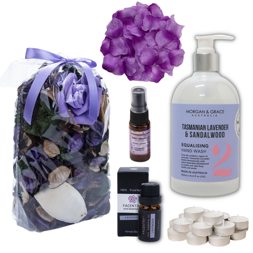 Lavender Home Aromatherapy Gift Kit, Purple Scented Set for Valentines Day