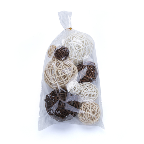 Rattan Balls Decorative Lata, Wicker Cane in Natural, White & Brown Colours
