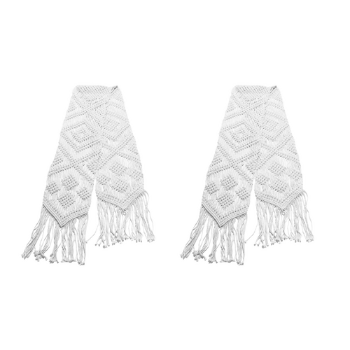 2x Macrame Tablecloth/Bed Runner 25cmx220cm White Cotton Woven Cord Boho Tassel
