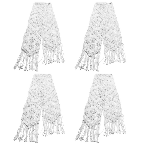 4x Macrame Tablecloth/Bed Runner 25cmx220cm White Cotton Woven Cord Boho Tassel