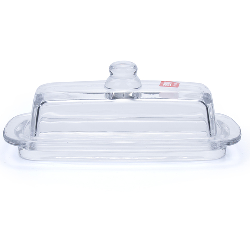 Slim Shape Glass Butter Dish, Soap Dish with Lid, 19cm Vintage Style Jar