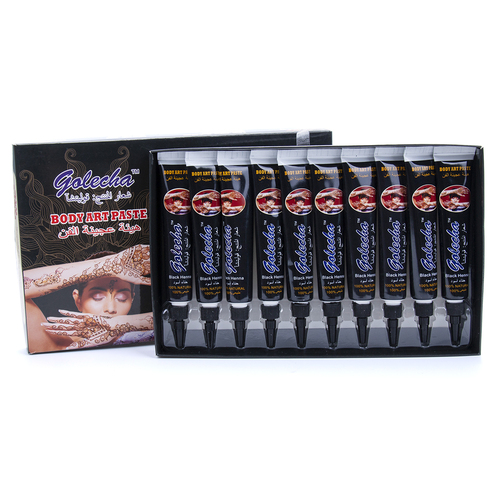 10pce Black Henna Tubes Kit Box Body Art Paste Cream Natural No Chemical Dye
