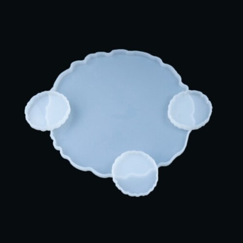 4pce Agate Coasters & Placemat Silicone Molds For Epoxy Resin DIY Home Decor Art