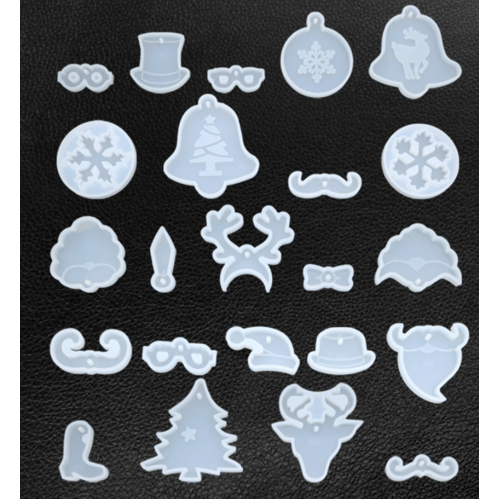 23pce Christmas Charms Silicone Mold For Epoxy Resin DIY Holiday Decor Craft