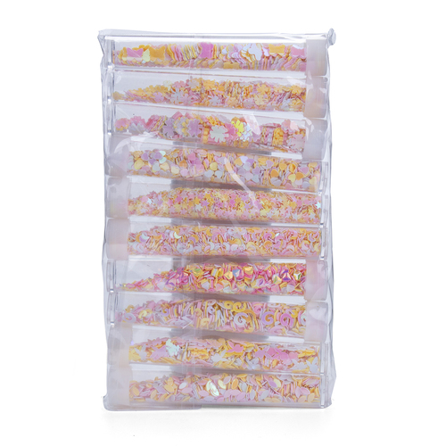 10pce Candy Pink Charms Fun Rubber Mix Ins Tubes For Epoxy Resin Iridescent Art