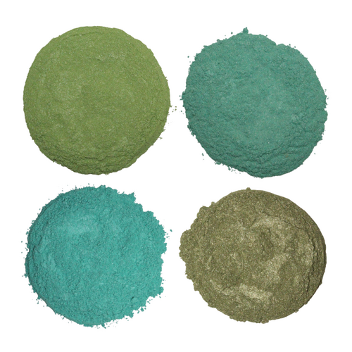 Mica Pigment Powder Set Greens Pearlescent 4 Pack 32g Epoxy Resin Metallic Art