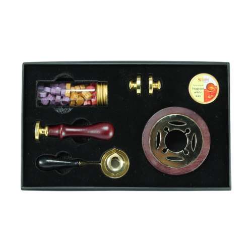 8pce Wax Stamp Kit Calligraphy Seal Set Spoon, Tealight, Coloured Wax Gift Box