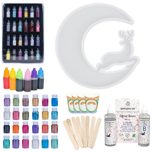 Christmas Reindeer Epoxy Resin Art Set Dye, Glitter, Mica Powder, Cups, Sticks 116pce