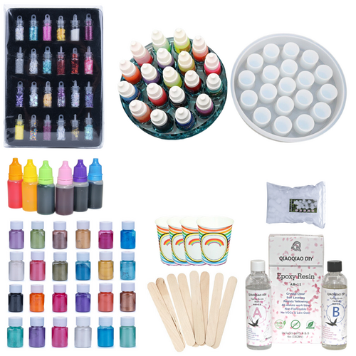 116pce Epoxy Resin Kit Makeup Silicone Molds, Dye, Glitter, Pigment, Cups, Sticks, Foam