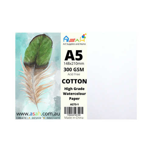 A5 Cotton Watercolour Paper Pack 300gsm 20 Sheets Acid Free 14.8x21cm