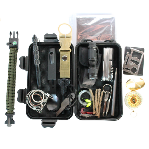 Survival Kit 27 Piece Emergency Set In Case for Hiking & Camping 20x11.7cm