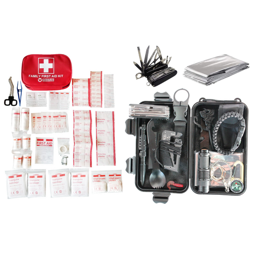 Survival Kit 13 Piece Emergency Set In Case for Hiking & Camping 20x11.7cm