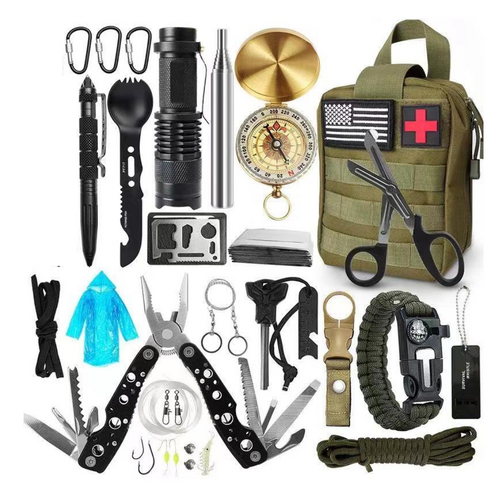 Survival Kit 31 Piece Emergency Set In Bag for Hiking & Camping 20x13x11cm