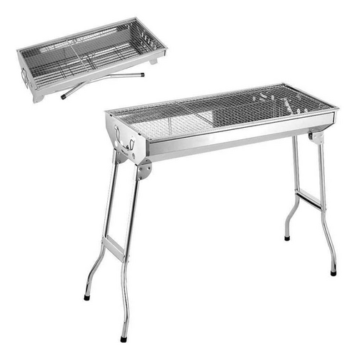 Charcoal Portable BBQ Grill Stainless Steel Metal 48x30x57cm Foldable Legs