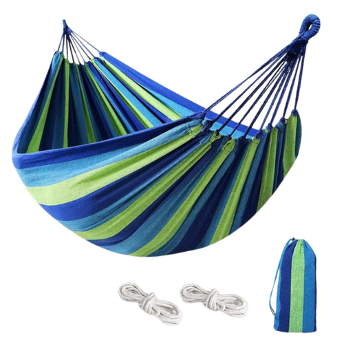 Hammock Green & Blue 190x150cm in Carry Bag with Tying Cord Ready to Hang