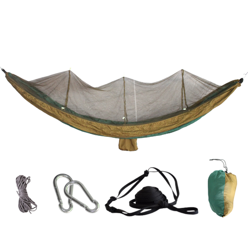 Hammock with Mosquito Net Protection Dark Green 260x140cm in Carry Bag + Cord