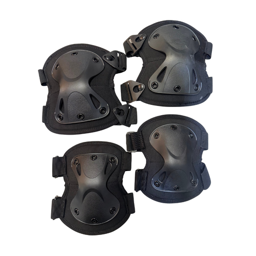 Adult Protective Pads Gear for Knees & Elbows 4 Piece Set Black Durable Strong