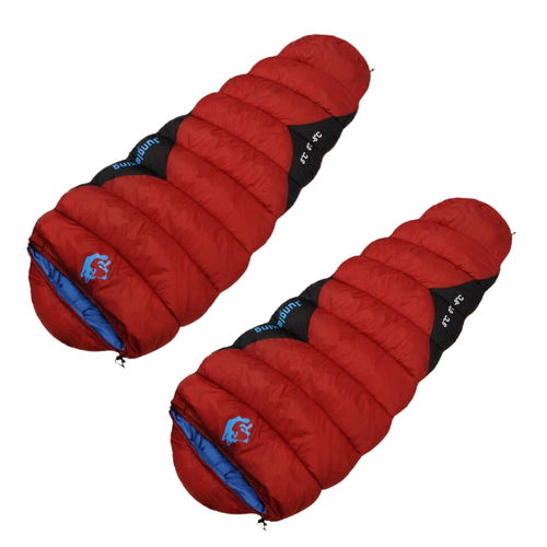 2x Sleeping Bags, Pair of Singles -8C to 8C Degrees Comfort Cotton Filling Red 220x80cm