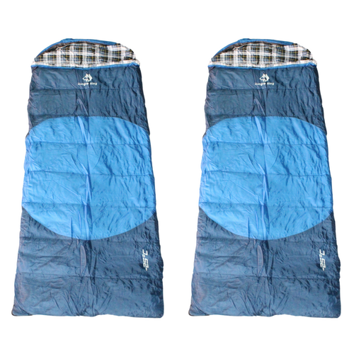 2x Sleeping Bags, Pair of Singles Extreme -25C to -8C Degrees Cotton Filling Comfort Blue 220x90cm