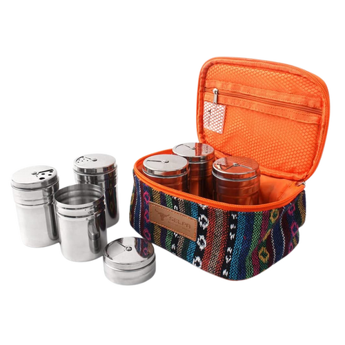 Travel Spice Shakers Condiment Bottles 6 Pieces in Portable Bag