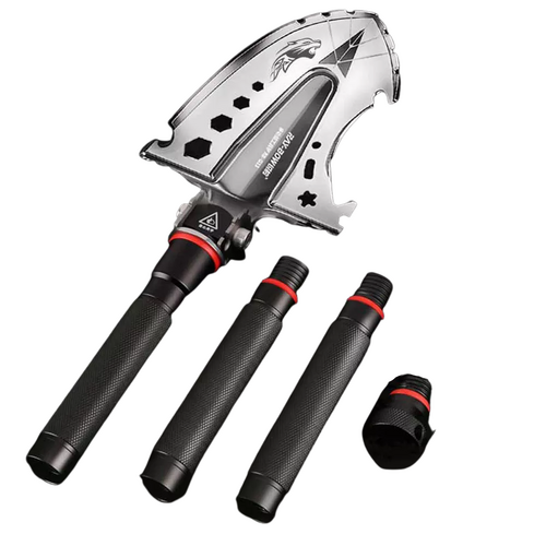 Tactical Folding Shovel Survival Tool for Camping & Outdoors Silver Multi Functional