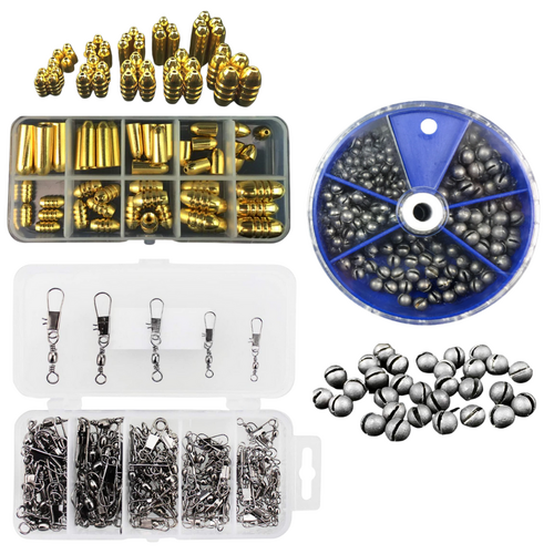 Fishing Sinkers & Swivel Bundle 355pce Set Lead & Copper Weights + Snap Swivels