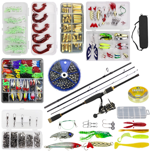 Fishing Spinning Rod & Tackle Combo Set 2.1m Sinkers, Hooks, Lures, Line 656 Pieces
