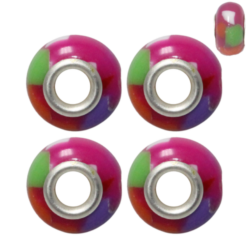 Hot Pink Funky Retro 4pce Beads Set For Bracelets & Necklaces Jewellery Making 