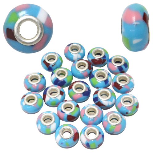 Blue Funky Retro Beads For Bracelets & Necklaces Jewellery Making 20 Piece Pack