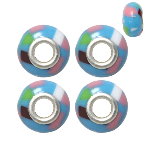 Blue Funky Retro 4pce Beads Set For Bracelets & Necklaces Jewellery Making 
