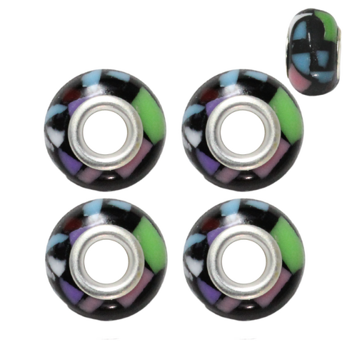 Black Funky Retro 4pce Beads Set For Bracelets & Necklaces Jewellery Making 