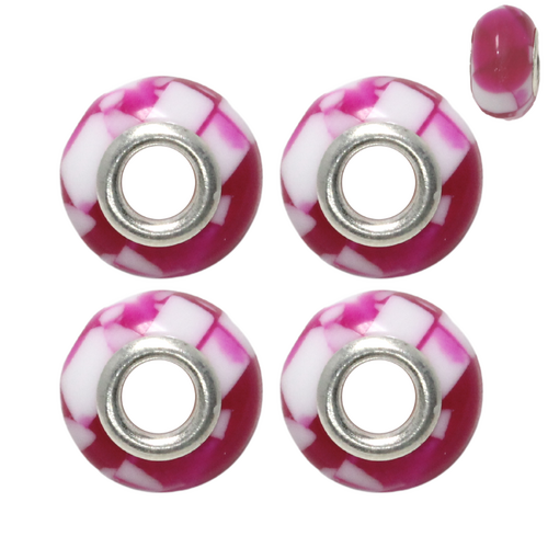 Hot Pink Funky Retro 4pce Beads Set For Bracelets & Necklaces Jewellery Making 