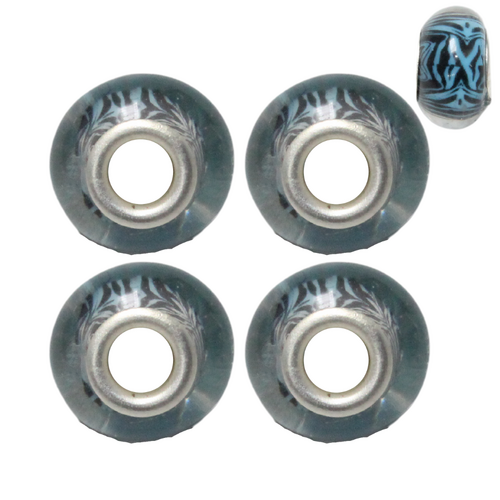 Blue Tiger Print 4pce Beads Set For Bracelets & Necklaces Jewellery Making 