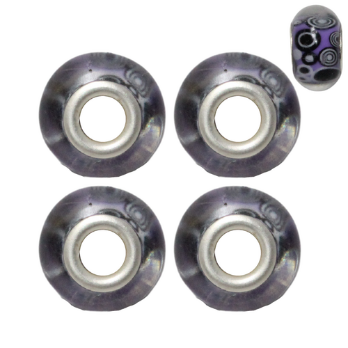 Purple Circles 4pce Beads Set For Bracelets & Necklaces Jewellery Making 